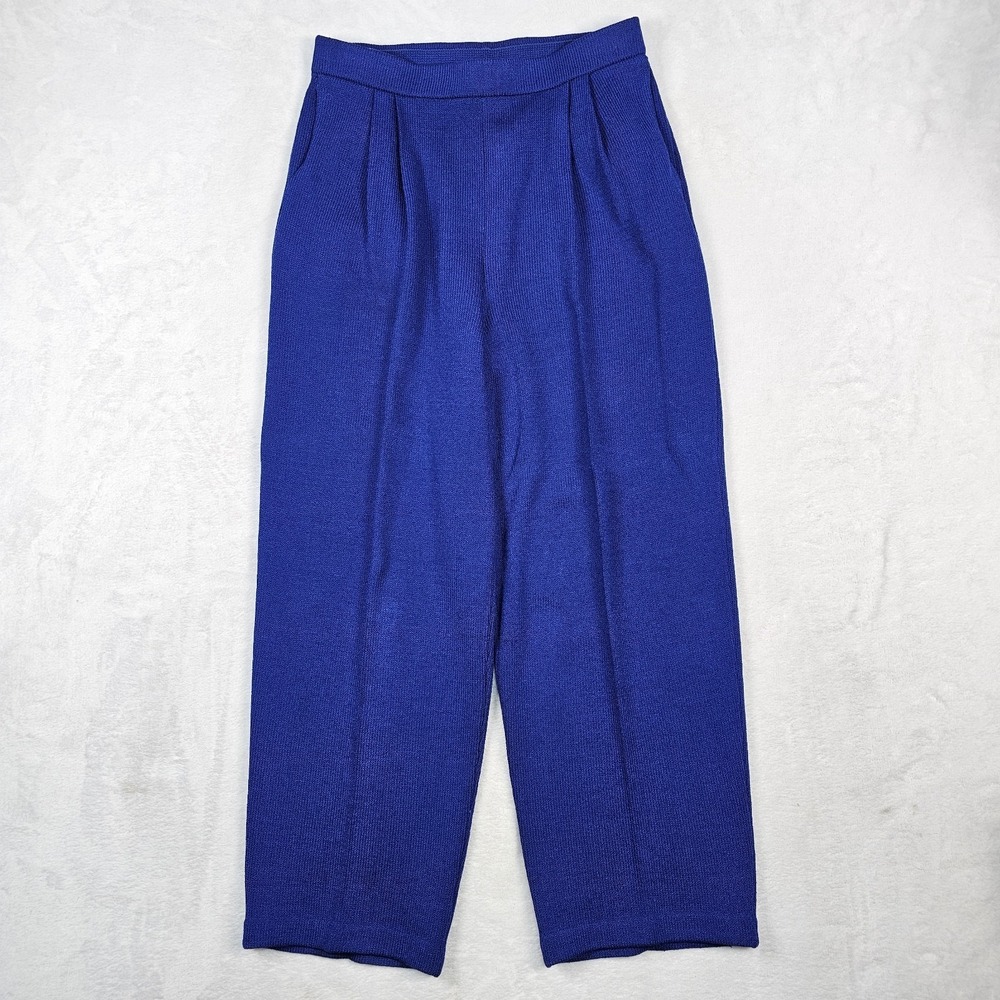 Vtg St John Pant Suit Jacket Marie Gray Women 6 Knit Royal Gold Full Zip Pull On - Picture 10 of 16